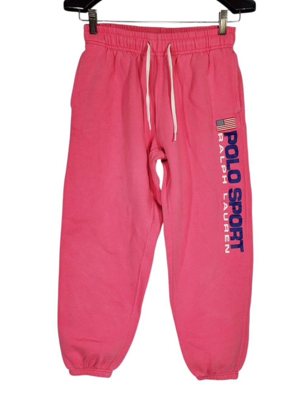 Ralph Lauren Polo Sport Fleece Sweatpants Women's S Pink Spellout Tapered Lounge